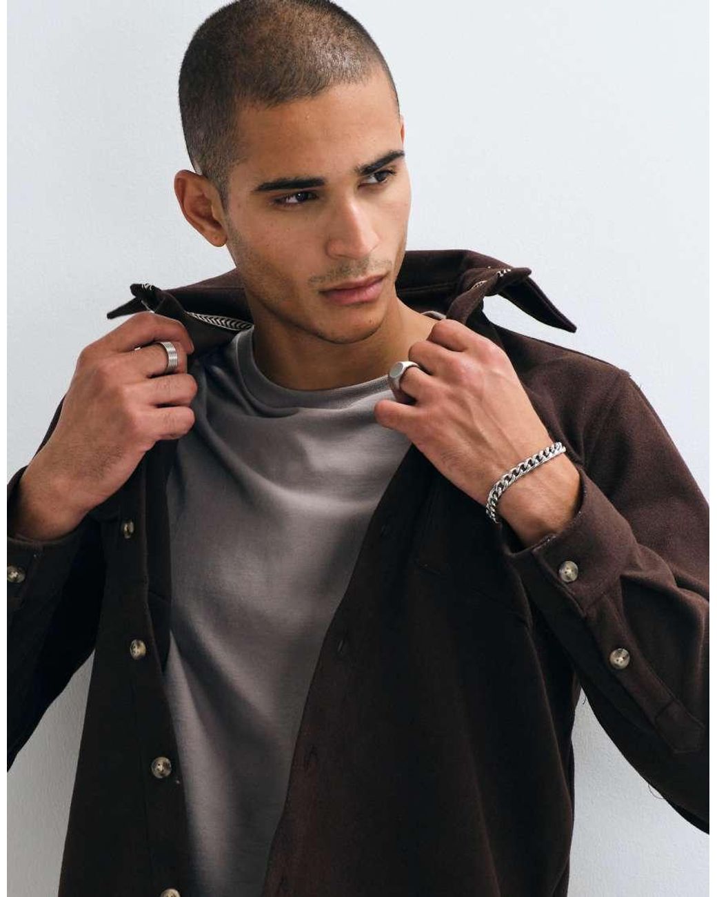 Brave Soul Blue Studio Wool Mix Overshirt for men