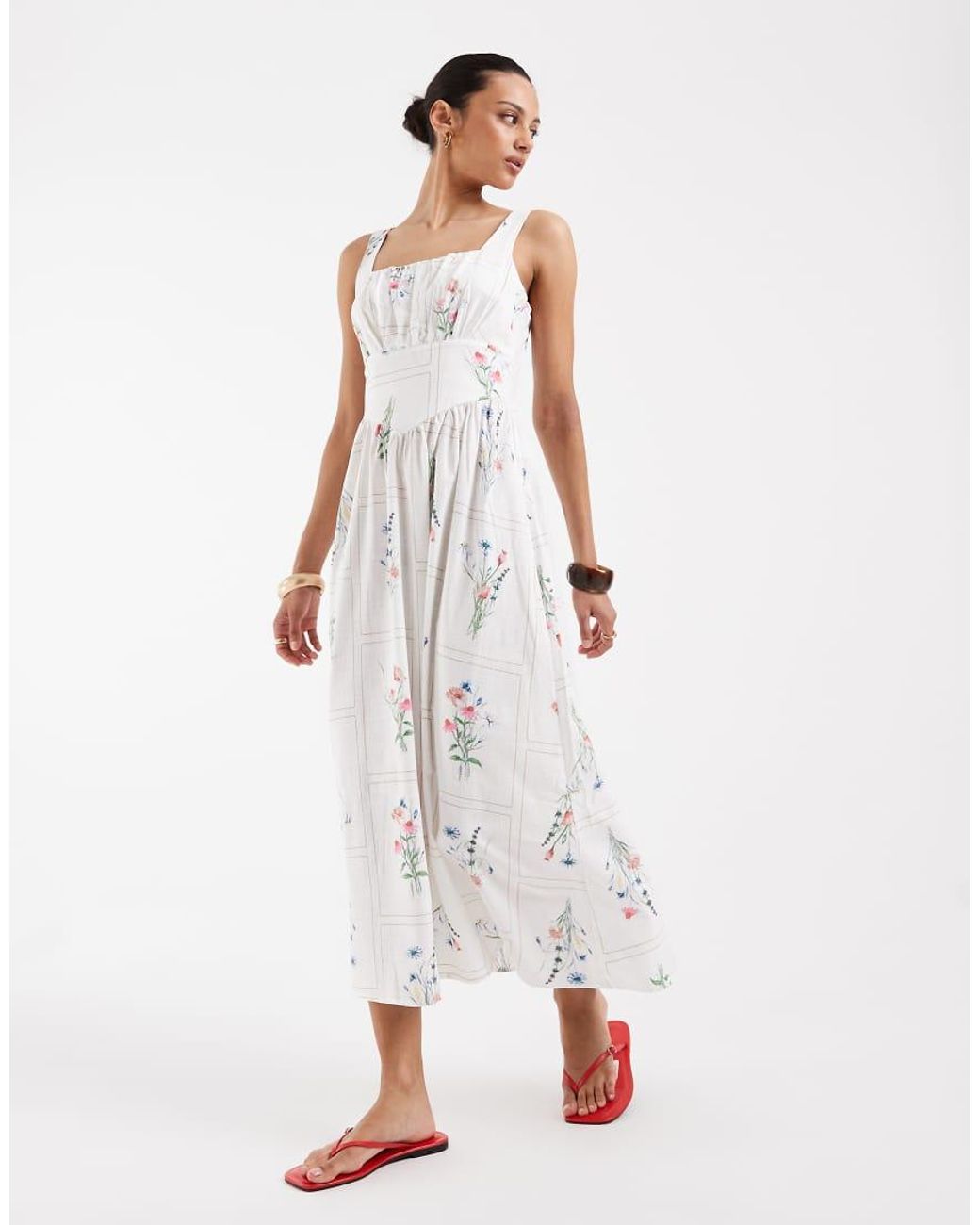 Vero Moda White Sleeveless Milkmaid Midi Dress