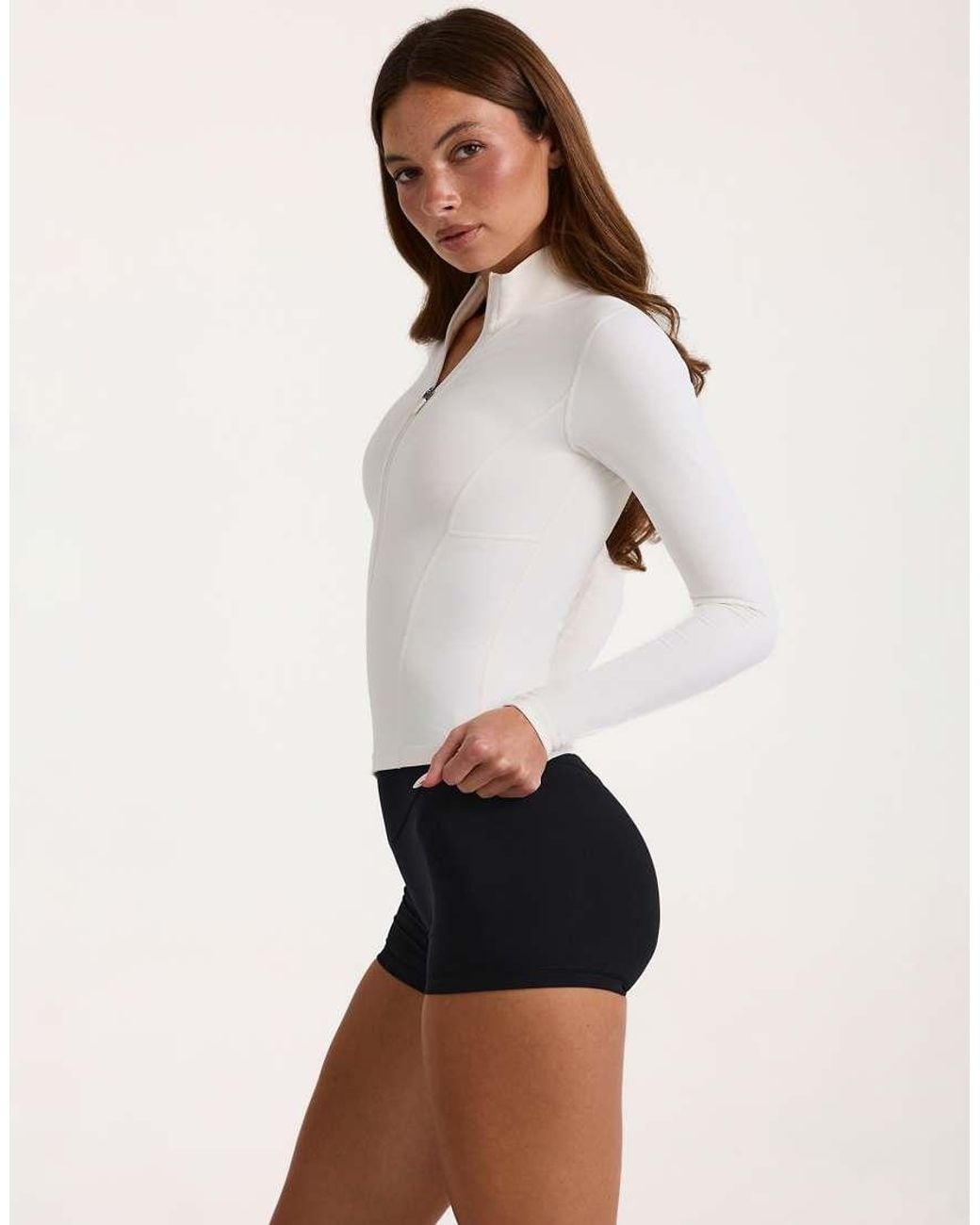 BO+TEE Natural Bo+tee Soft Active Zip Up Seamless Fitted Jacket