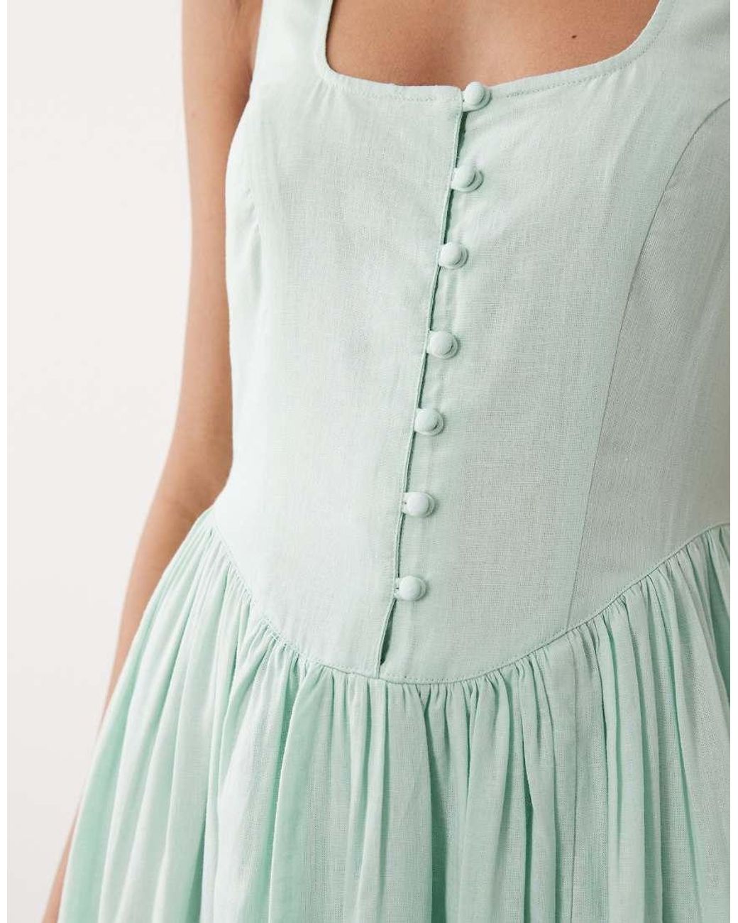 Nobody's Child Green Cora Button Down Bodice Midi Dress
