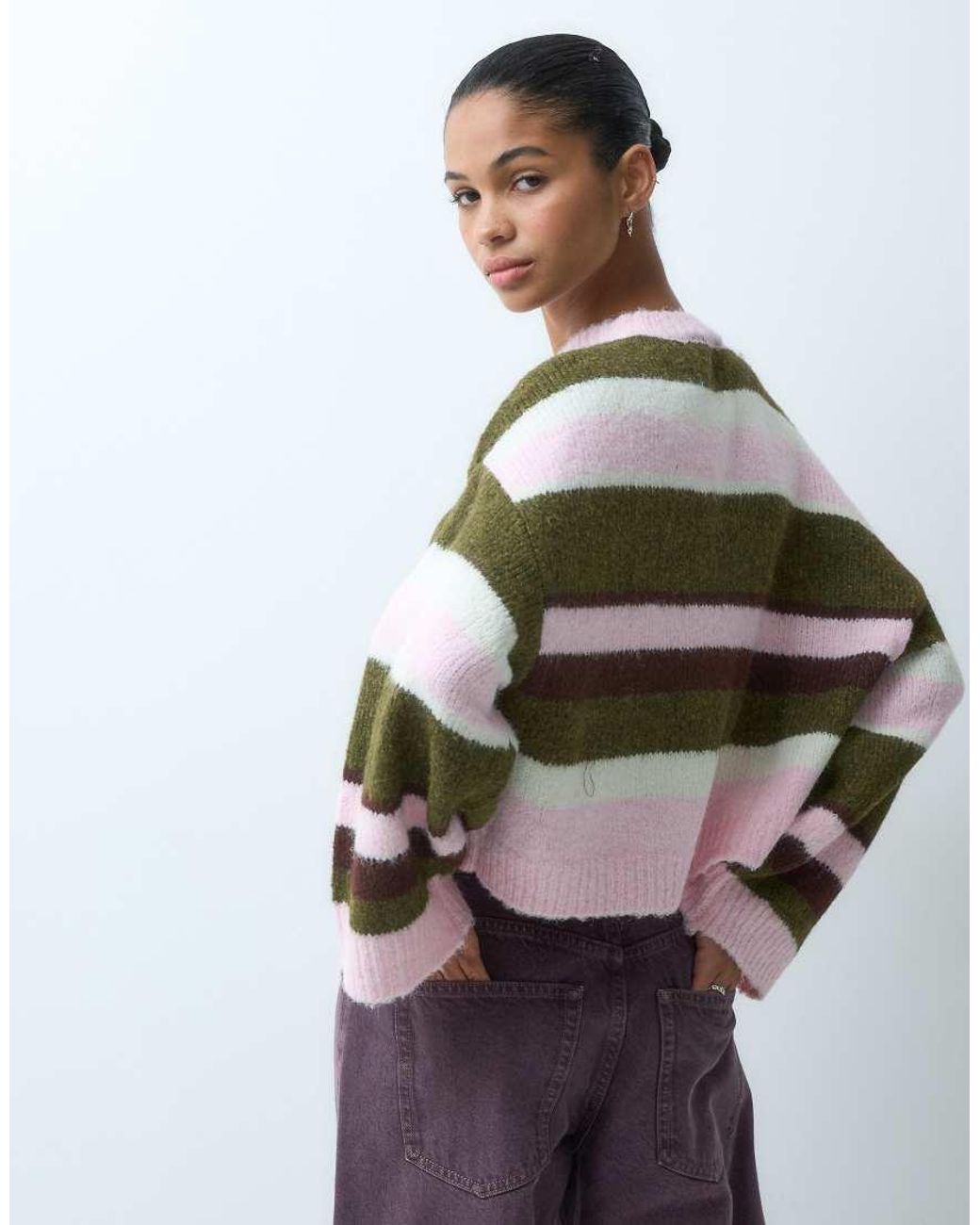 Miss Selfridge Multicolor Fluffy Stripe Slouchy Jumper
