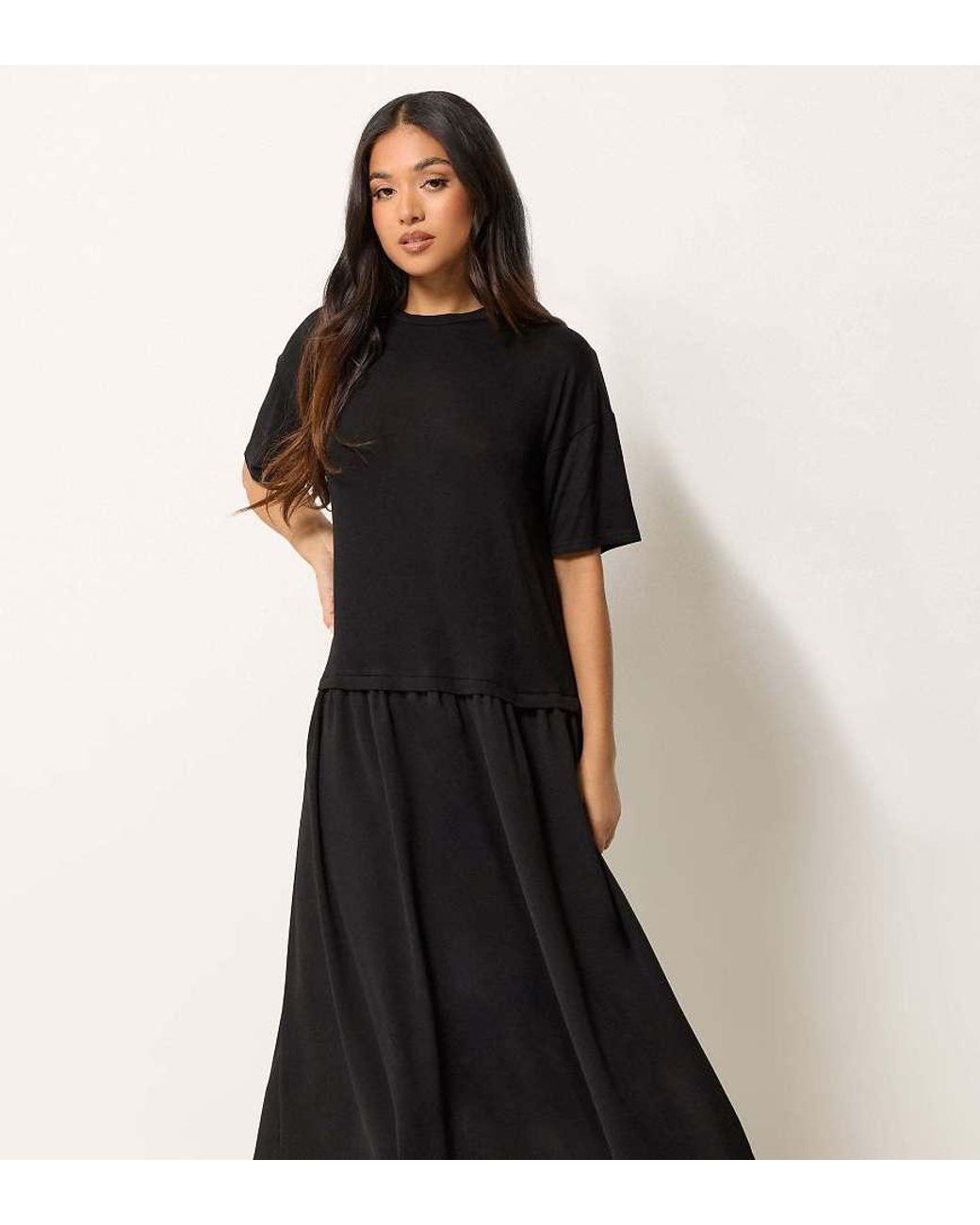 PixieGirl Black Petite Drop Waist Maxi Dress