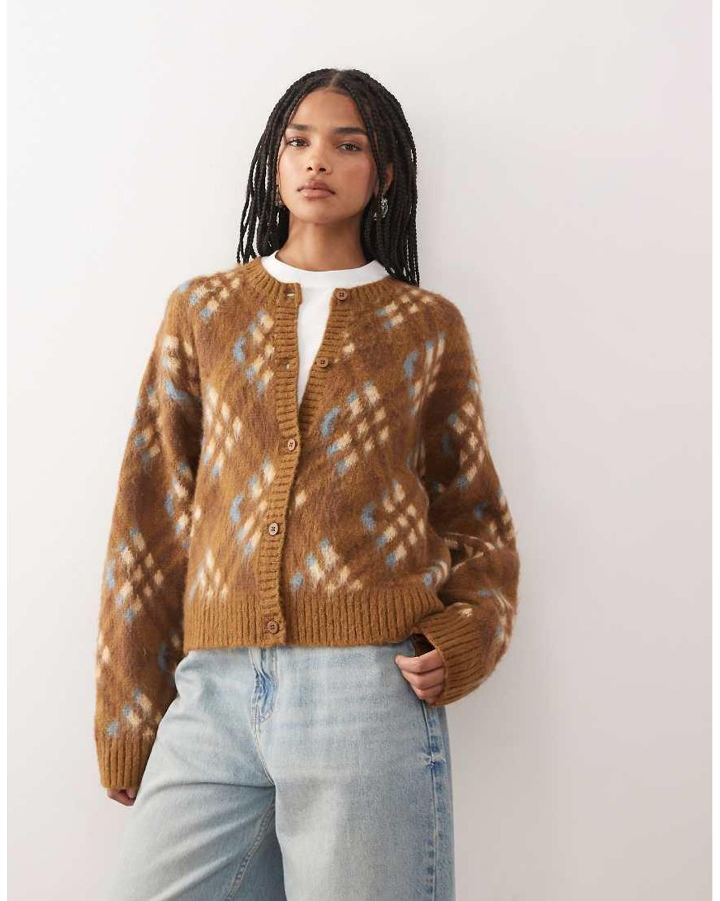 Reclaimed Vintage Natural Fluffy Knit Cardigan