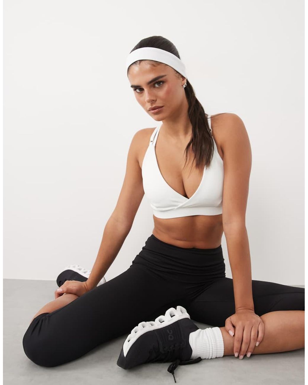 4505 Brown Micro Rib Light Support Strappy Sports Bra With Removable Padding