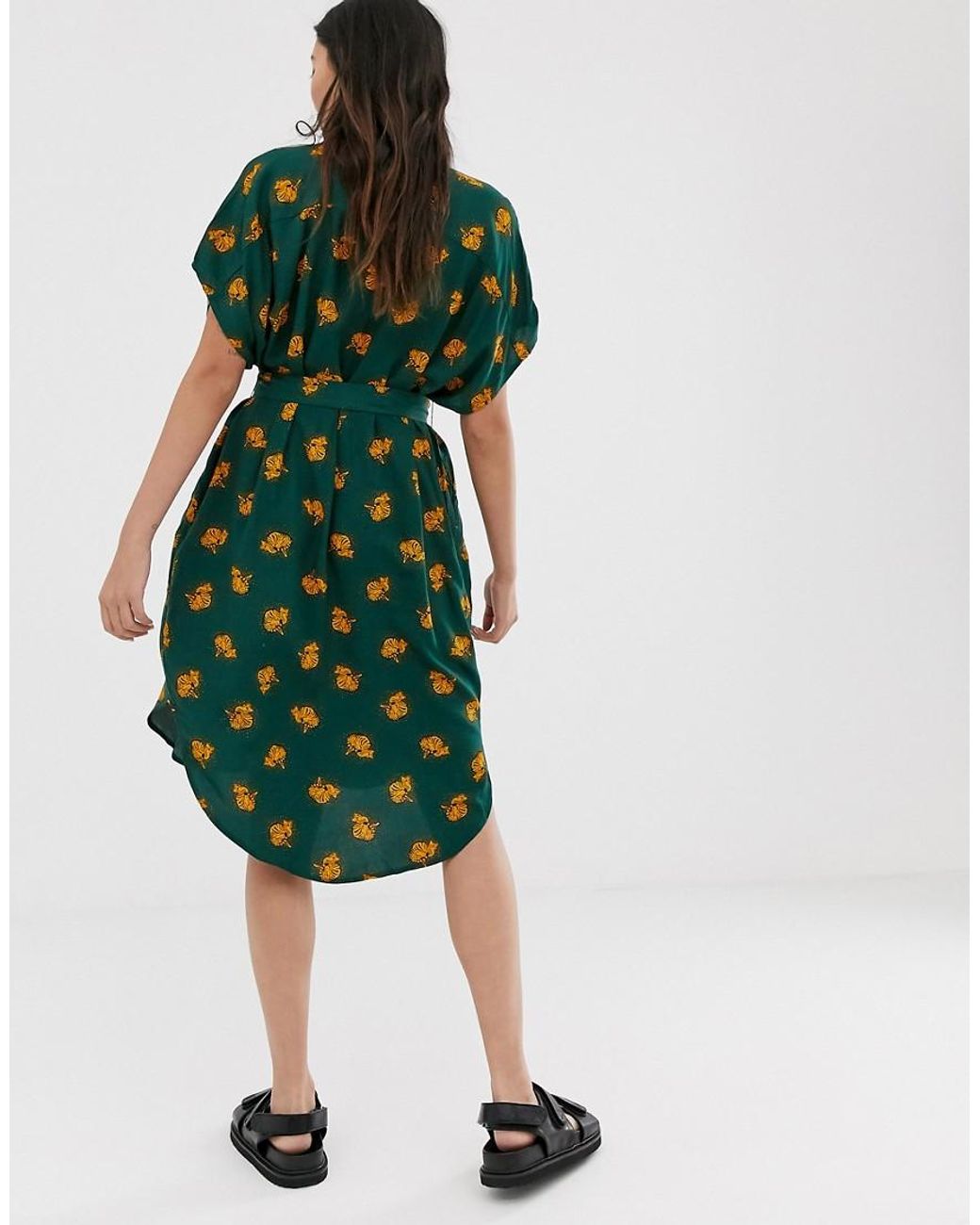 monki green shirt dress