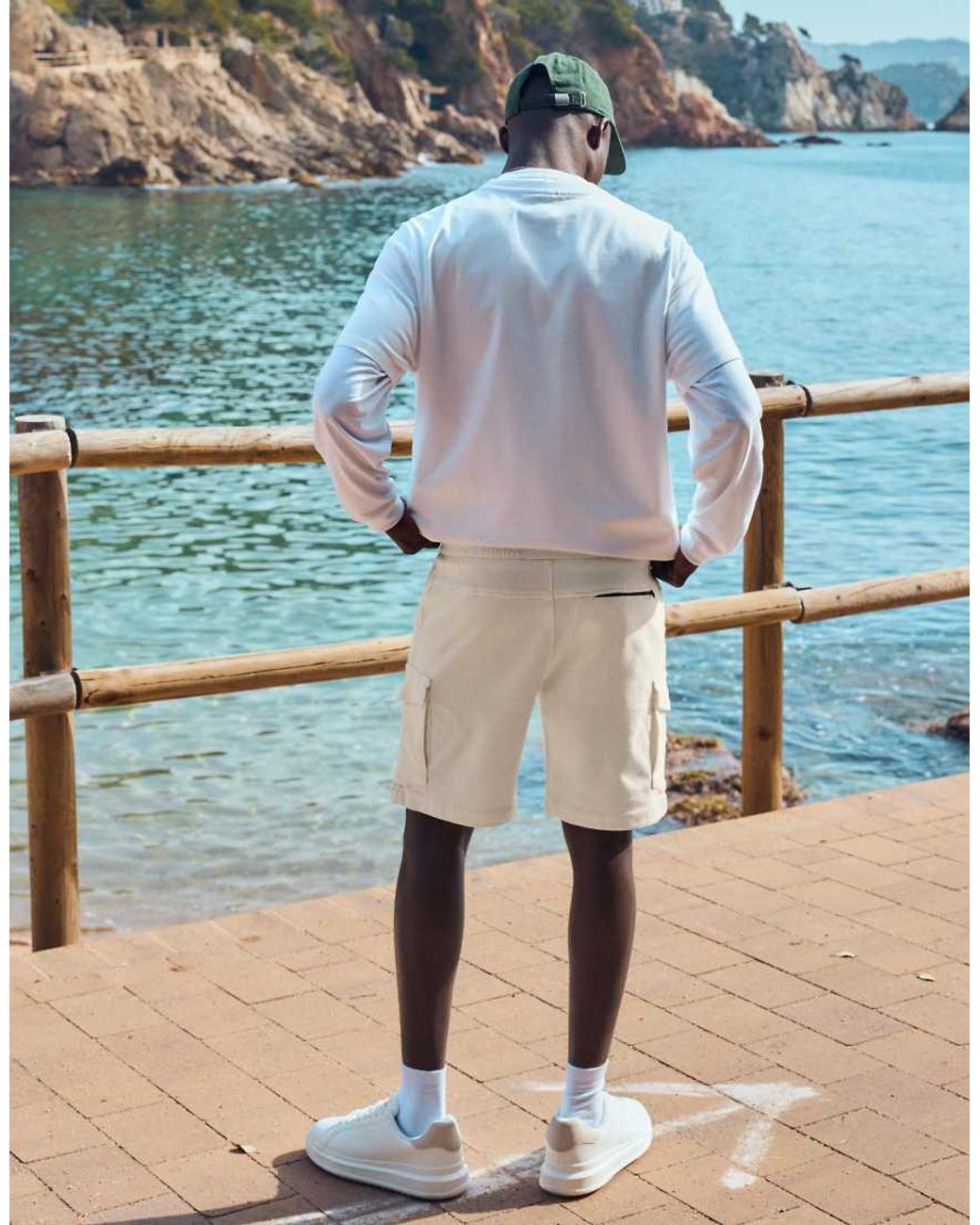 Bershka Gray Regular Cargo Bermuda Shorts for men