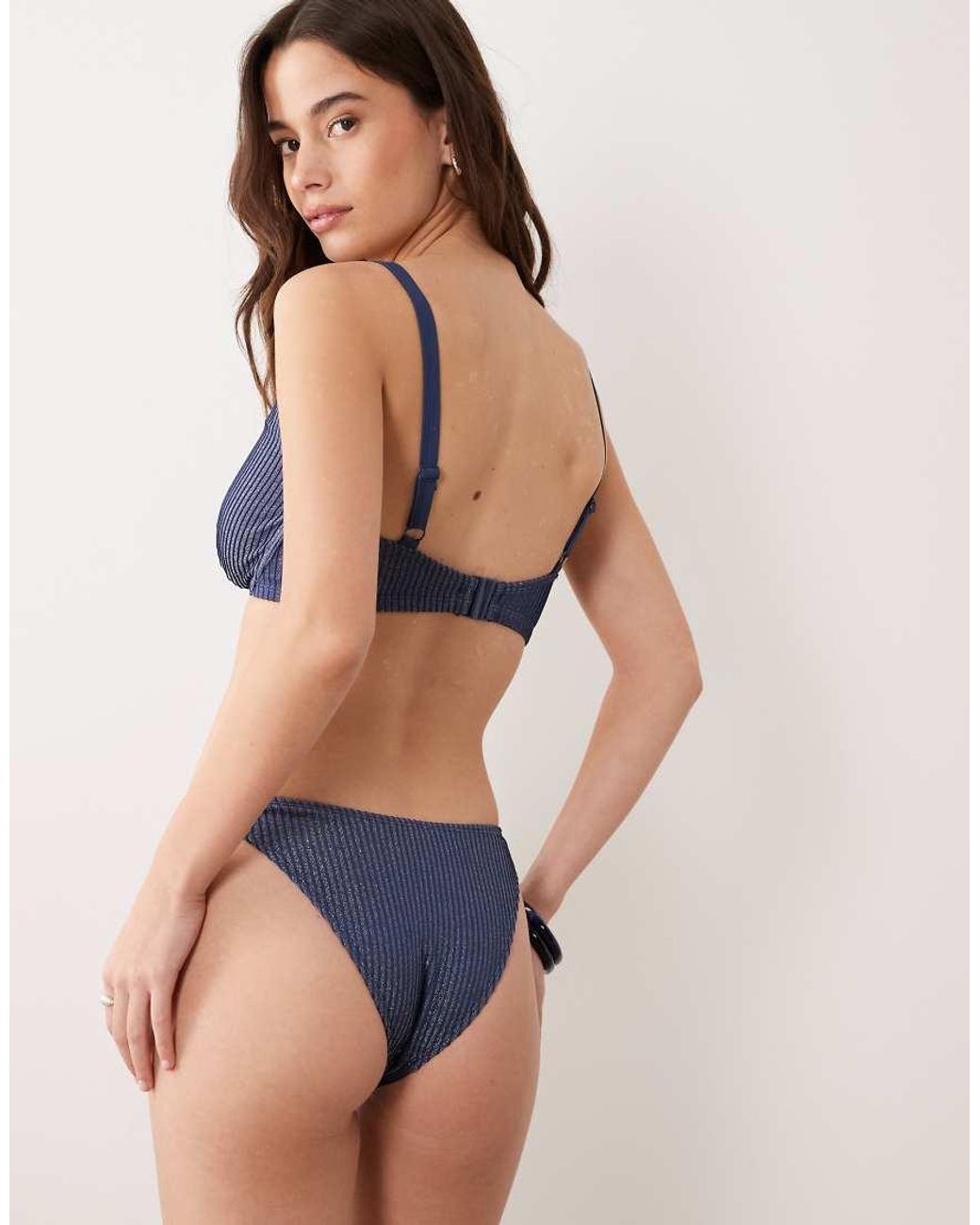 ASOS Blue Fuller Bust Riddy Glitter Rib Underwired Bikini Top