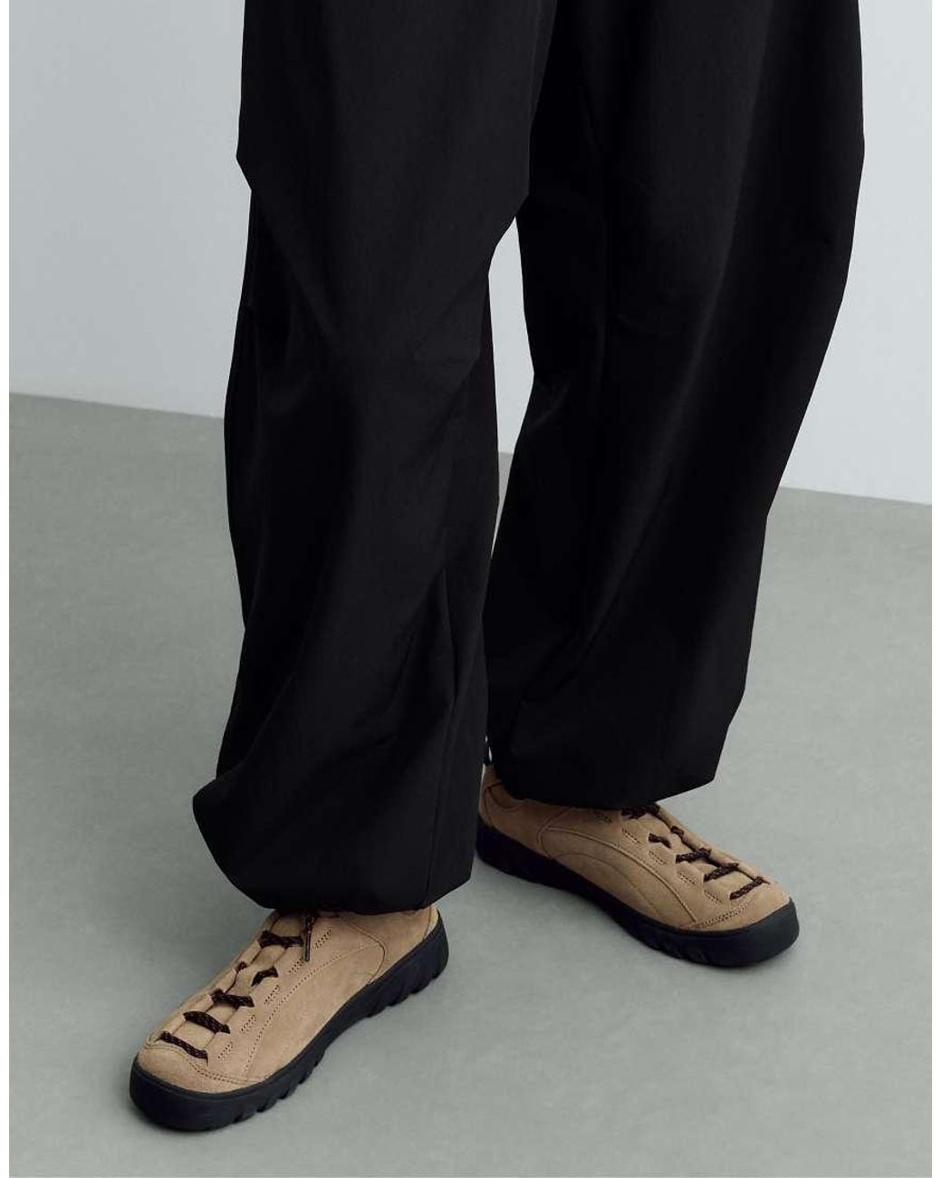 Oysho Brown Split-Leather Trainers