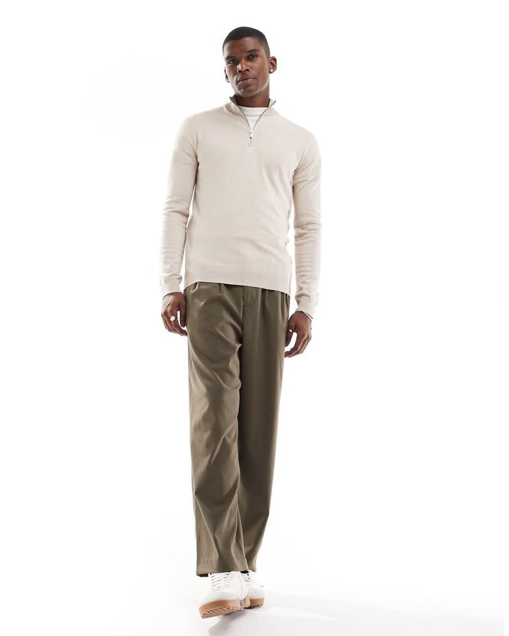 Only & Sons Natural 1/4 Zip Jumper for men