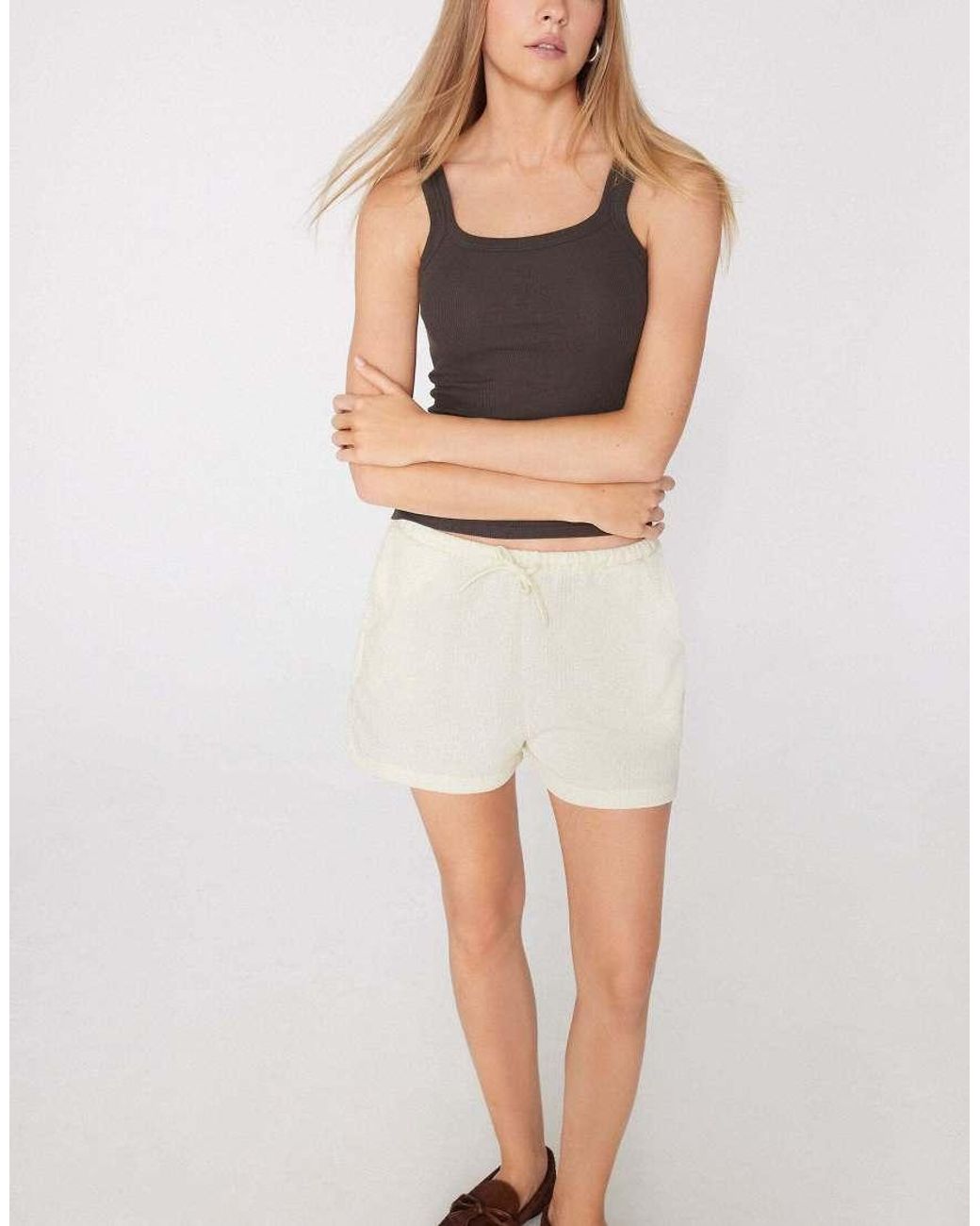 Tezenis Gray Square Neck Ribbed Cotton Camisole