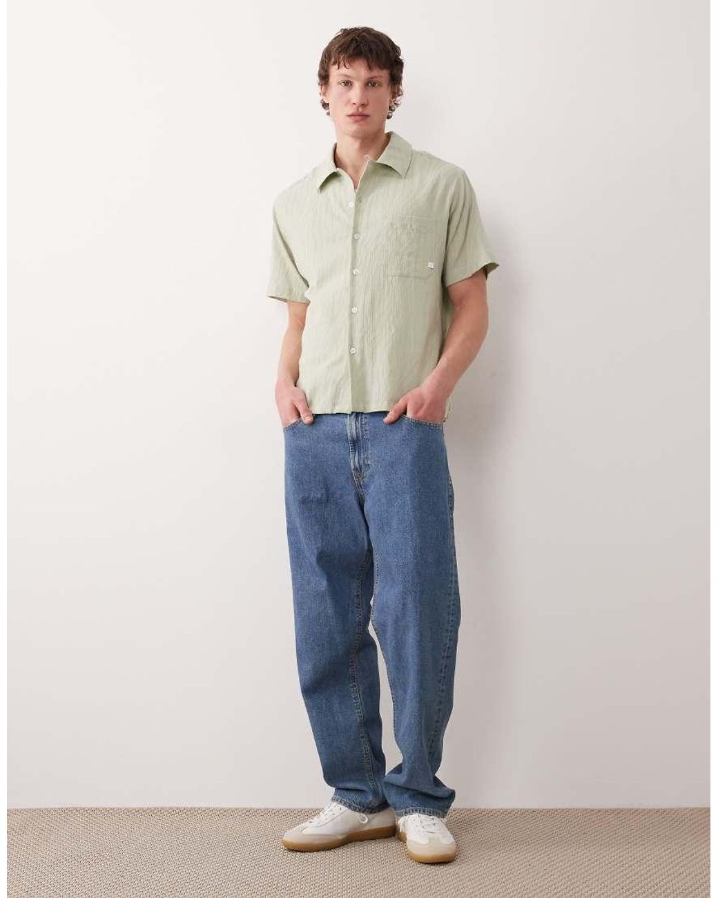 Farah Natural Riley Short Sleeve Textured Logo Shirt for men