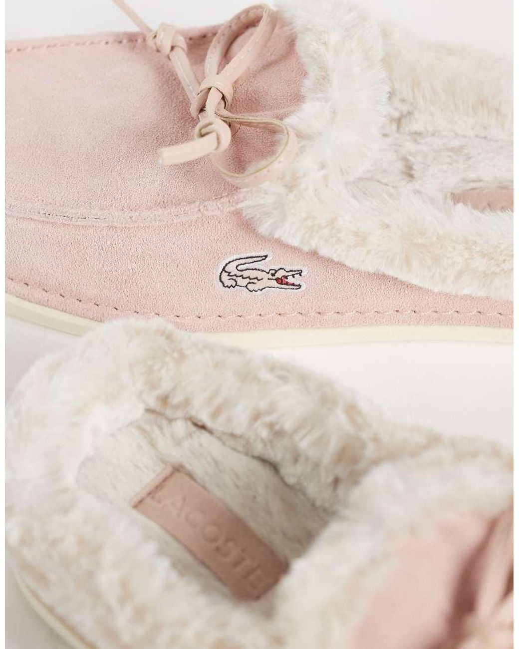 Lacoste Natural Aubrey Mule Fleece Lined Suede Slipper