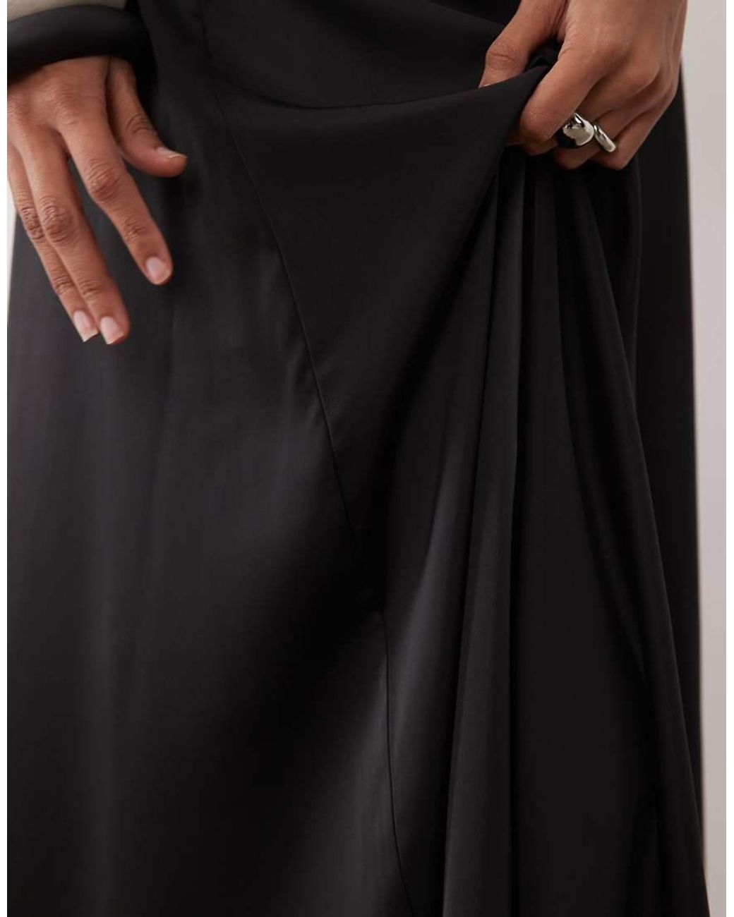 Y.A.S White Volume Satin Circle Midi Skirt