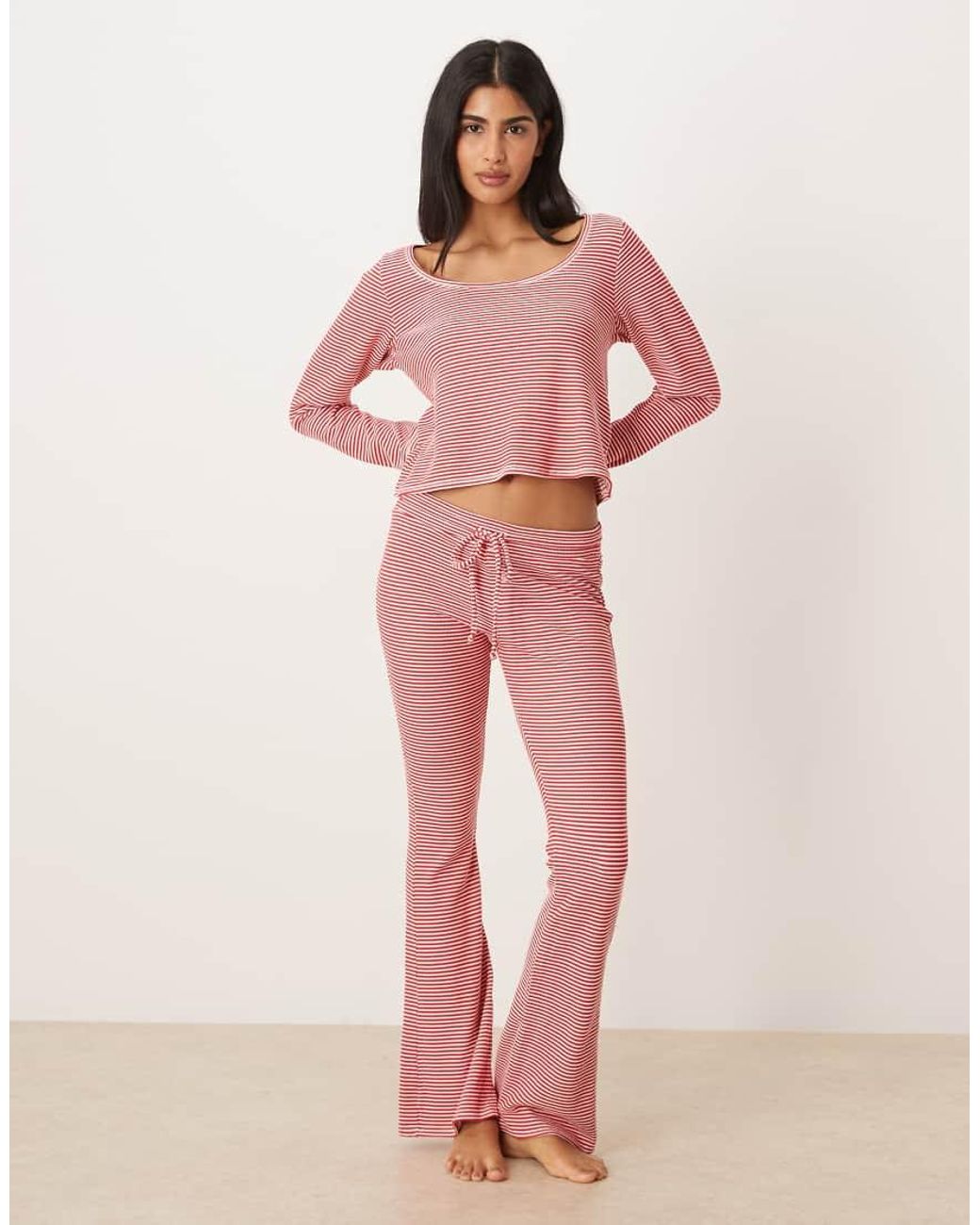Hollister Pink Gilly Hicks Waffle Long Sleeve Crop Top Co-Ord