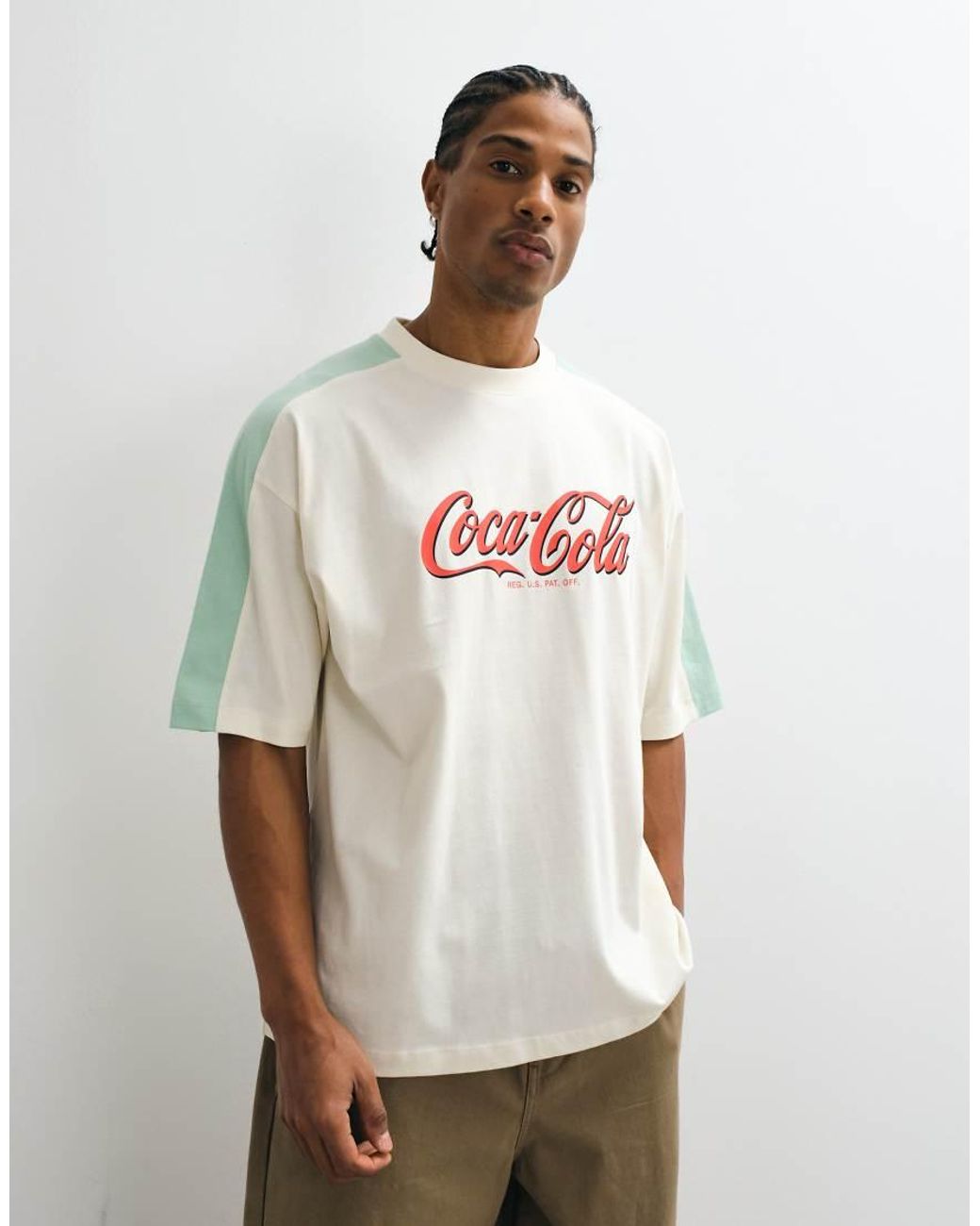 ASOS White Oversized Tee With Coca Cola Print for men