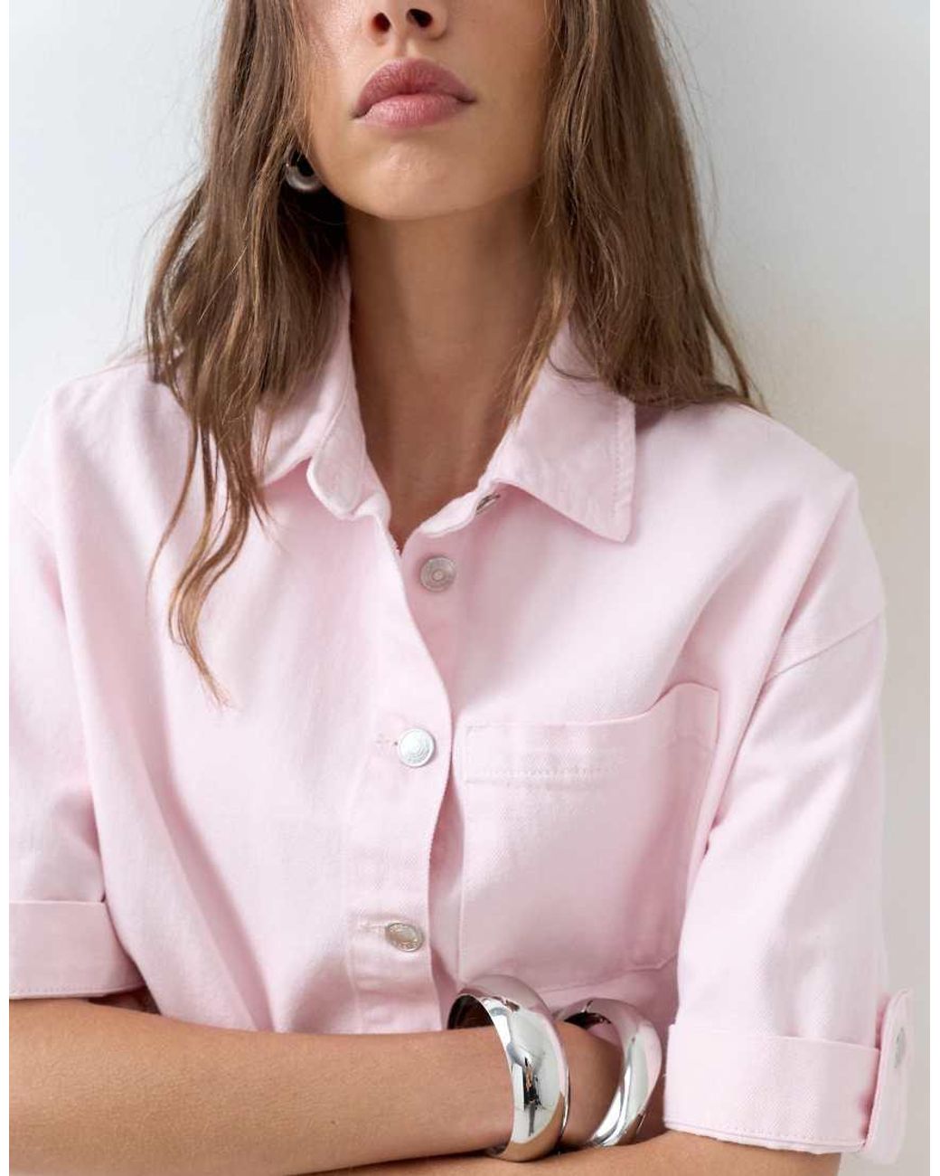ASOS Pink Denim Boxy Shirt Co-ord