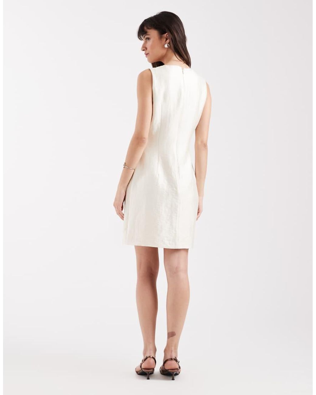Aware White Sleeveless Scoop Neck Mini Dress Co-ord