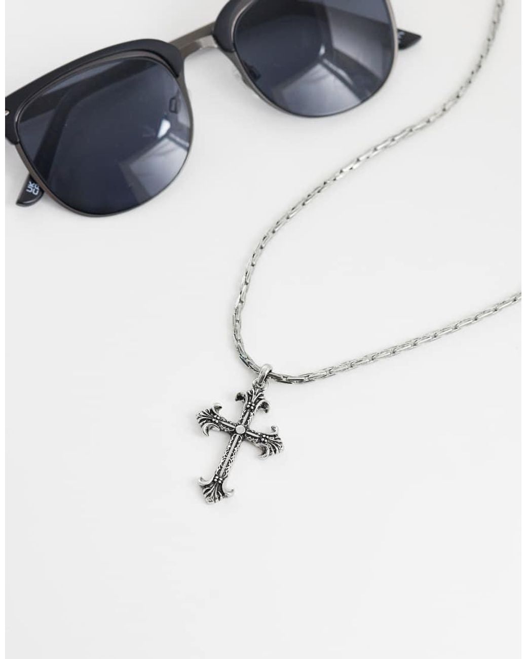 ASOS Metallic Chunky Cross Pendant Necklace for men