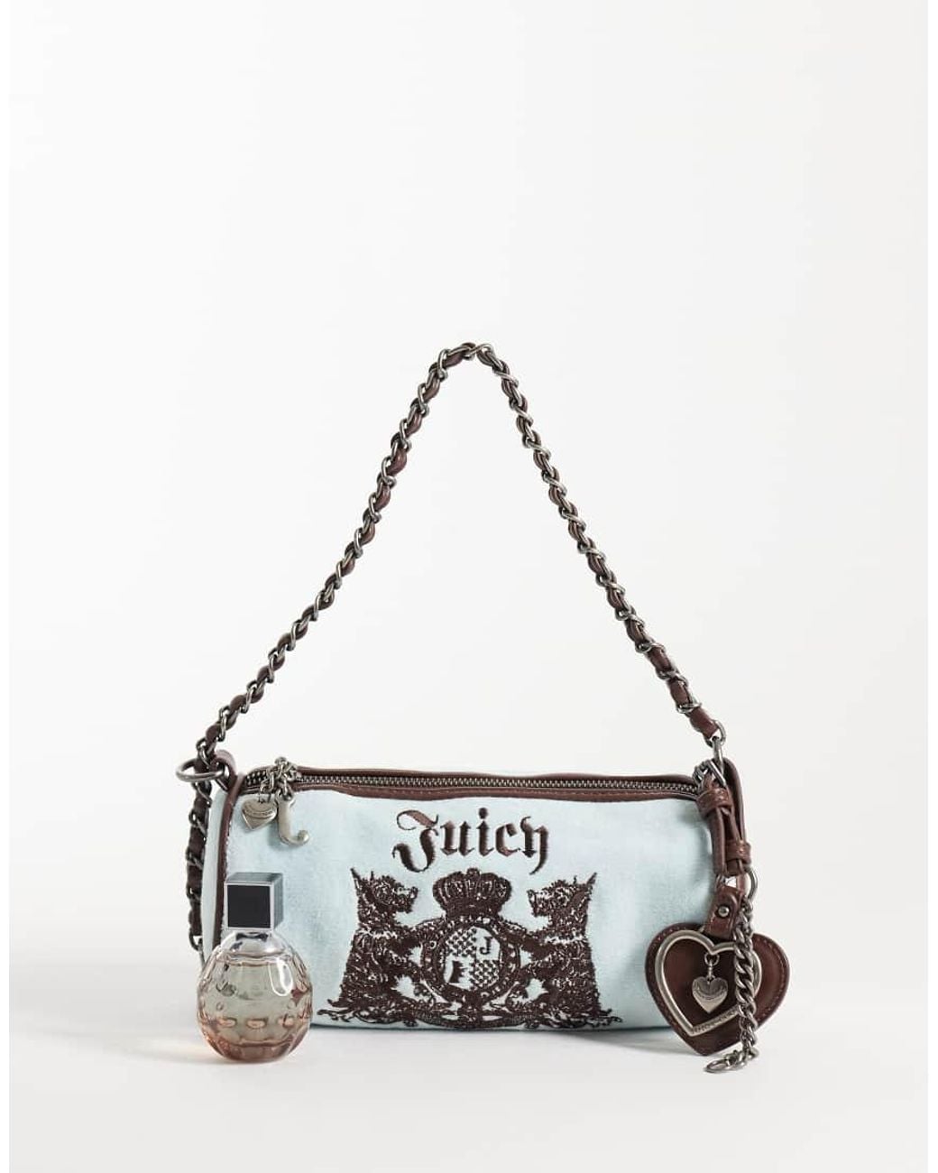 Juicy Couture White Logo Barrel Shoulder Bag With Charm Detail