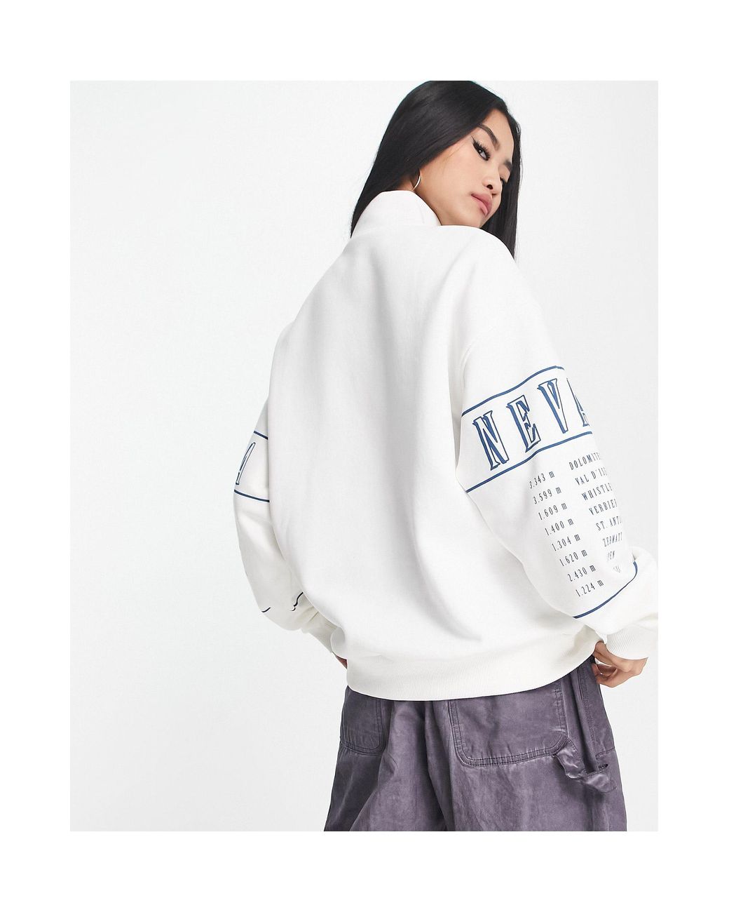 Bershka Half Zip Idaho Apres Ski Sweatshirt in White Lyst Canada