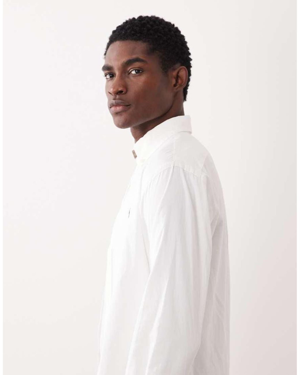 Polo Ralph Lauren White Icon Logo Long Sleeve Cotton Twill Shirt for men