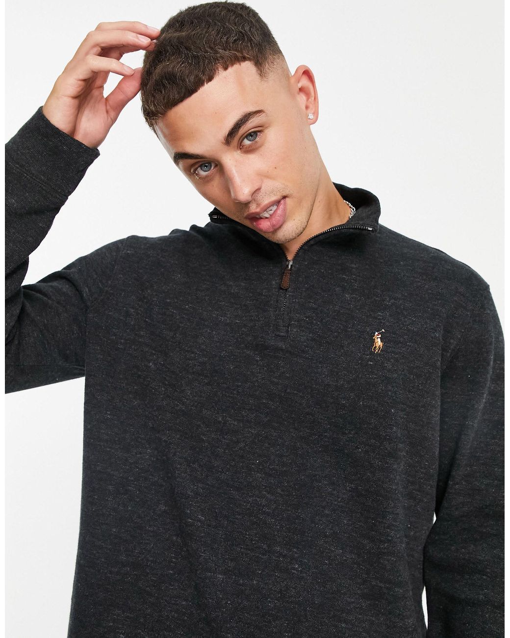 polo ralph lauren icon logo half zip sweatshirt in navy