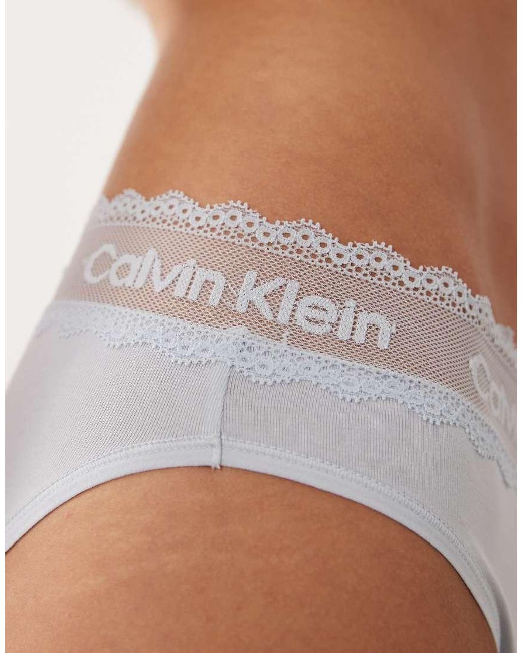 Calvin Klein Blue Cotton Lace Bikini Briefs