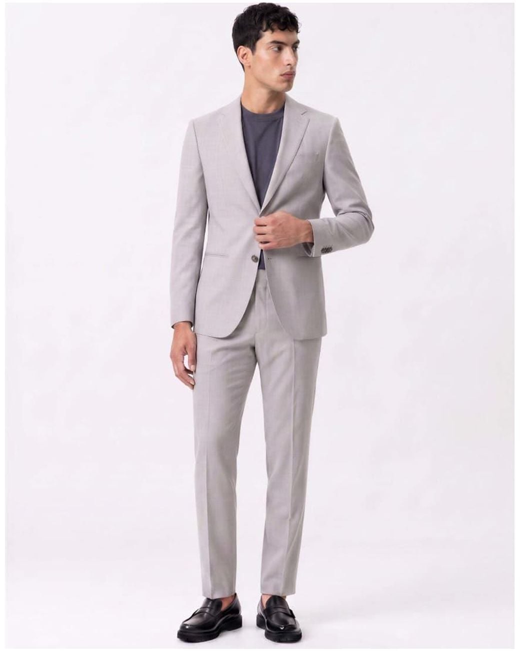 Harry Brown Gray Giacomo Slim Fit Cotton Linen Suit Jacket for men