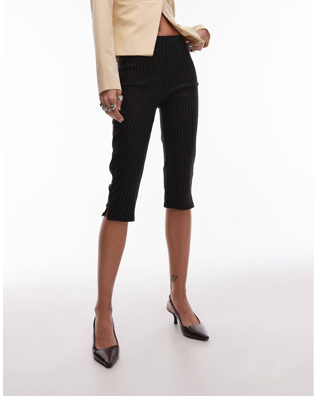 ASOS White Bengaline Capri Trouser With Split
