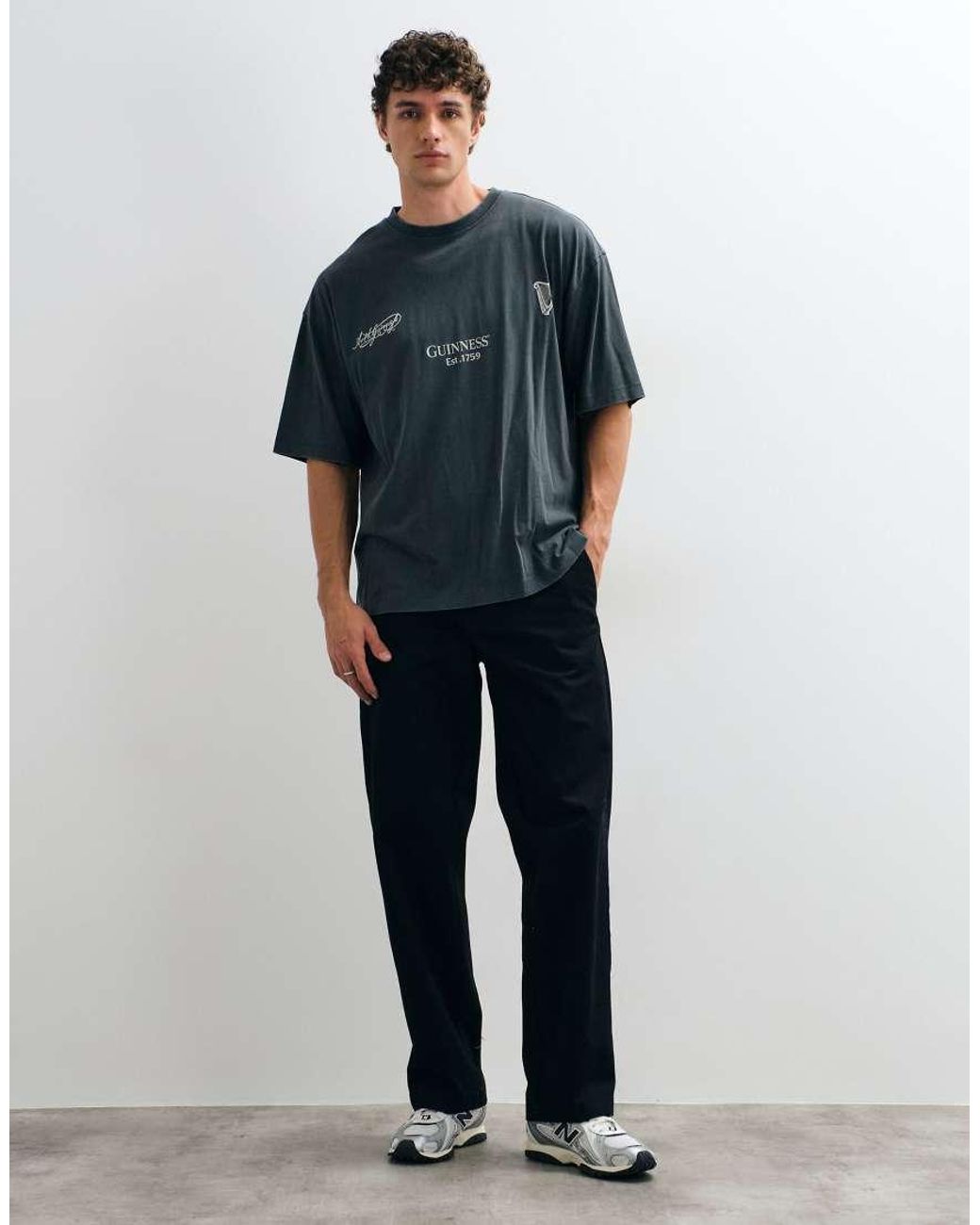 ASOS Blue Oversized T-Shirt With Guinness Harp Print for men