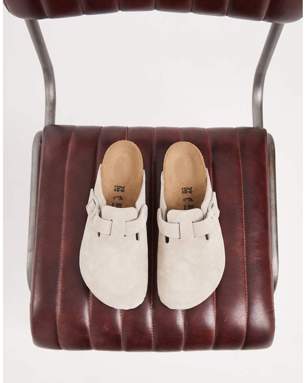 Birkenstock Natural Boston Suede Clogs