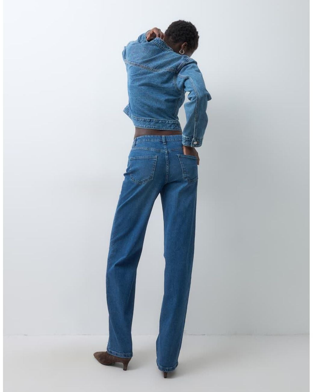 Vero Moda Blue Flora High Rise Straight Leg Jeans With Belt