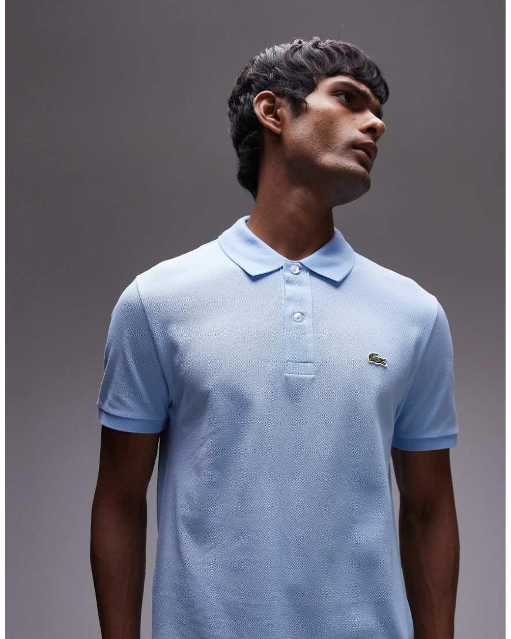 Lacoste Slim Fit Logo Pique Polo in Blue for Men Lyst UK