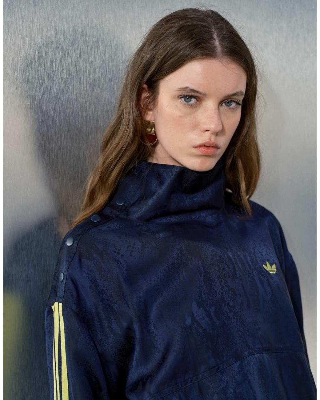 adidas Originals x ASOS Blue Oversized Funnel Neck Shirt