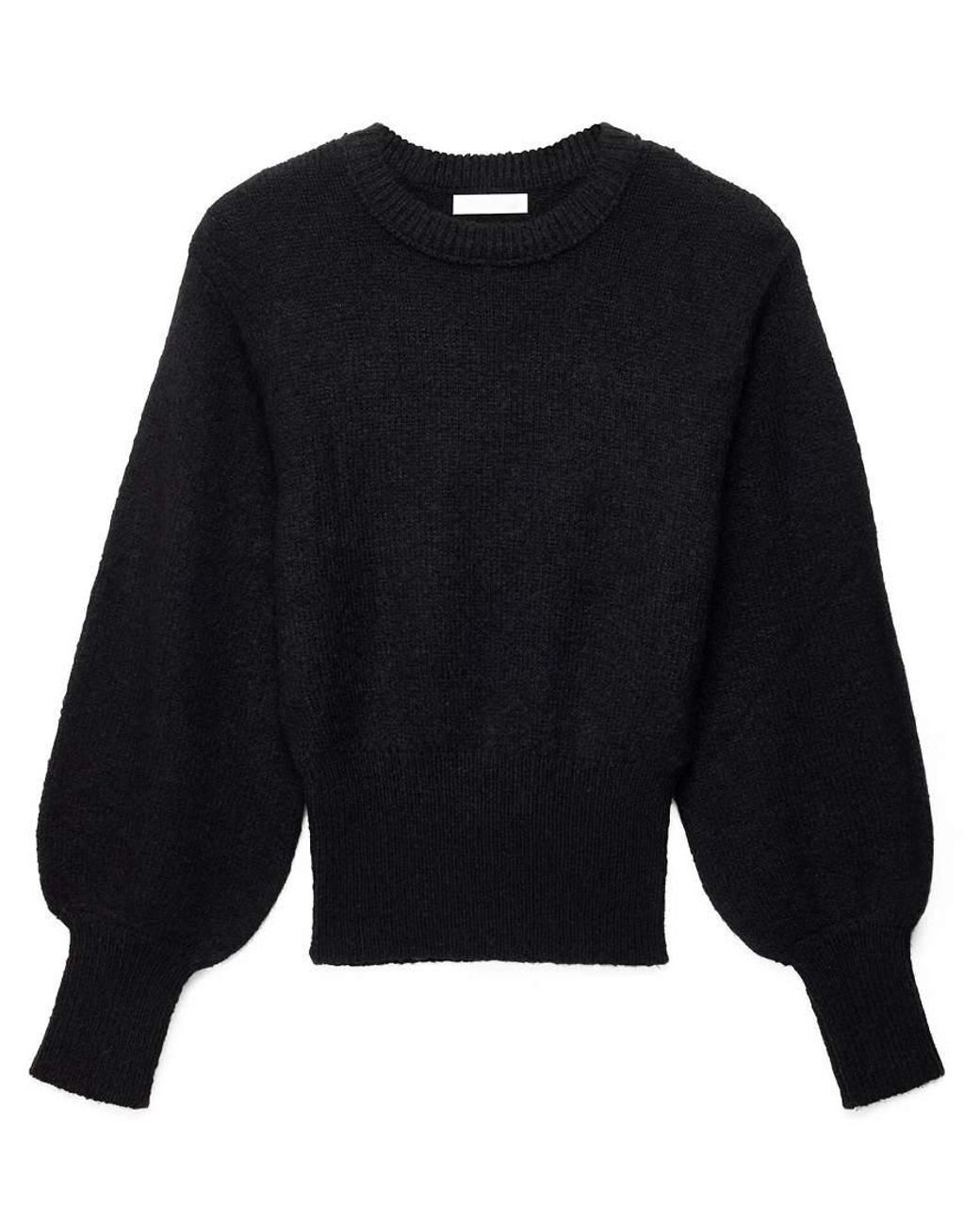 NA-KD Black Wool Blend Balloon Sleeve Knitted Sweater