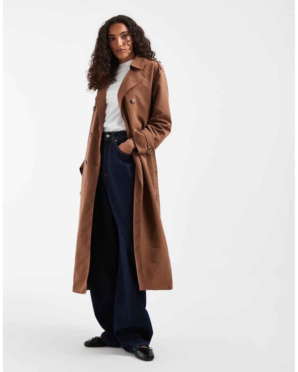 Vero Moda Brown Longline Belted Trench Coat