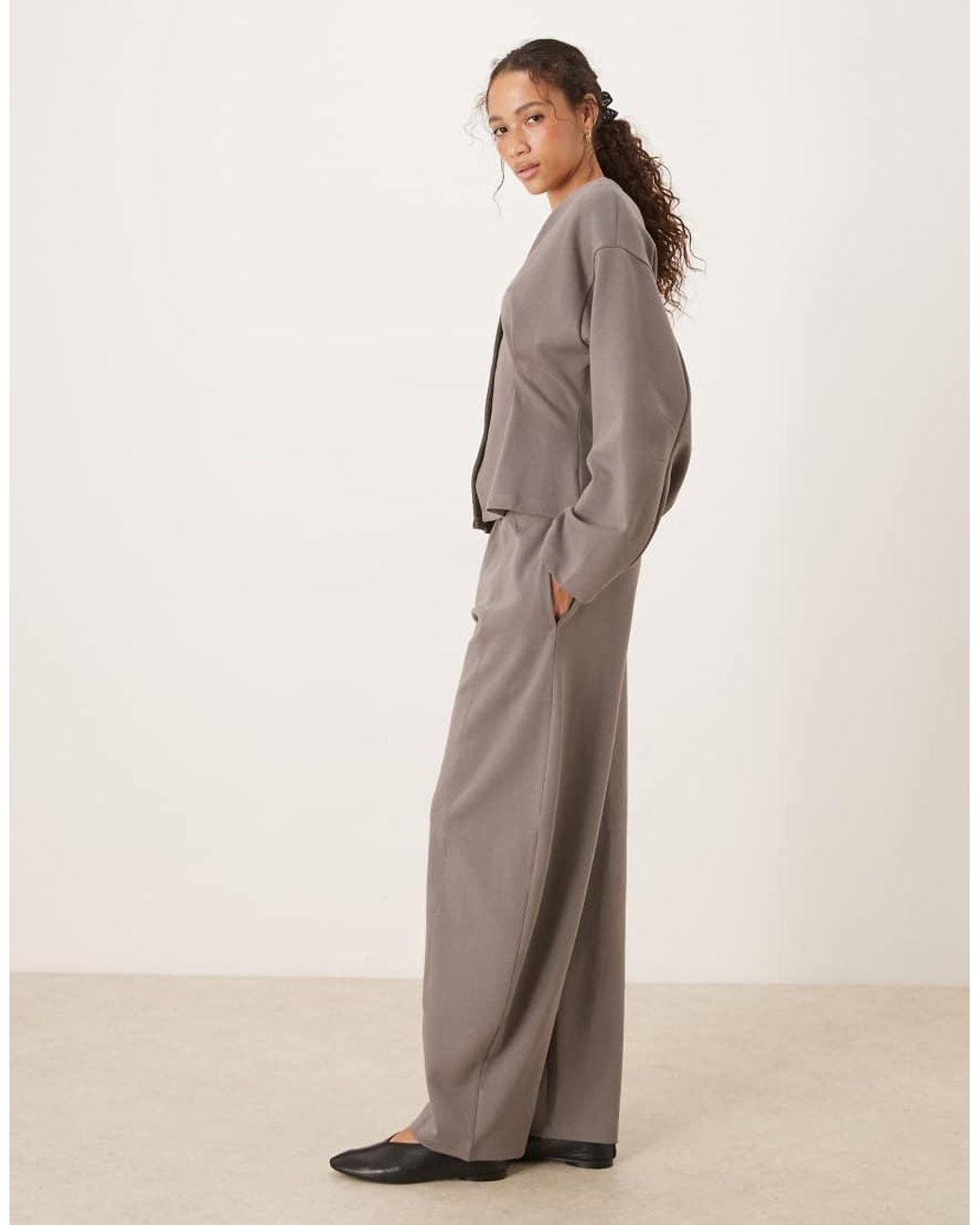 ASOS Natural Interlock Barrel Leg Sweatpants With Seam Detail