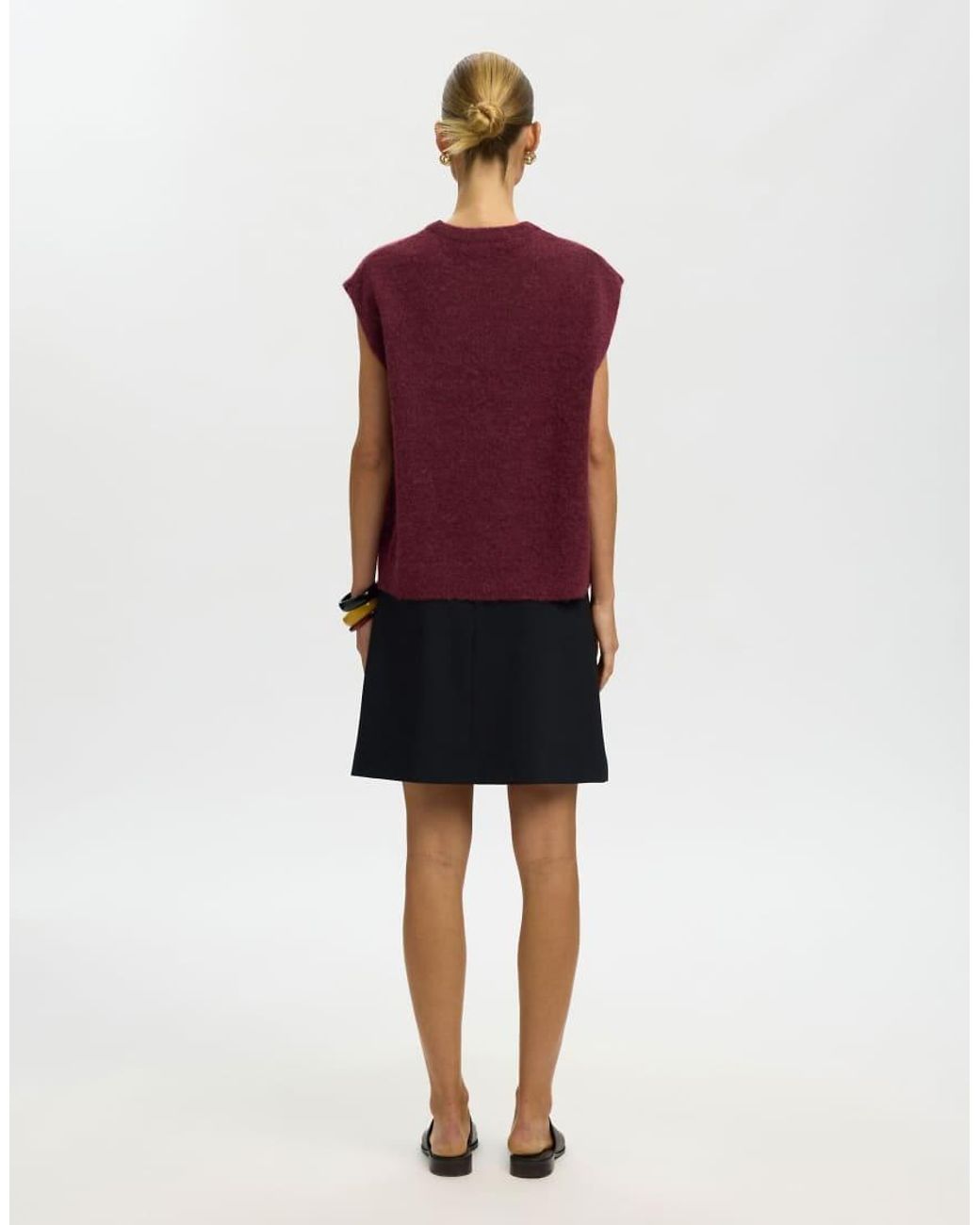 SELECTED Red Lulu Denim Relaxed Fit Crew Neck Knitted Vest