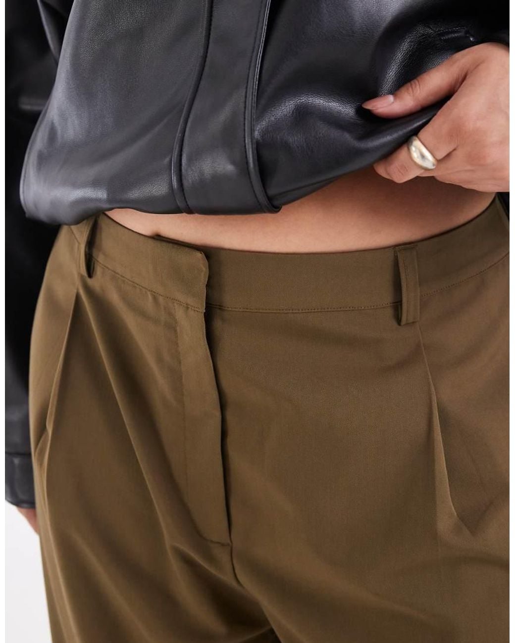 ASOS Green Curve High Waist Tapered Trouser With Turn Up