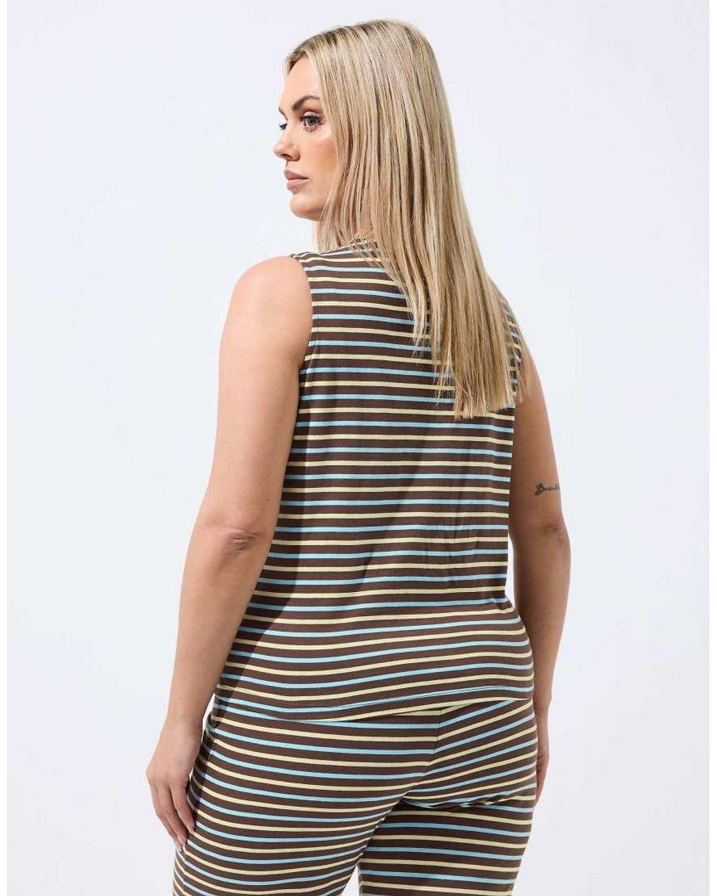 Yours Clothing White Stripe Button Waistcoat