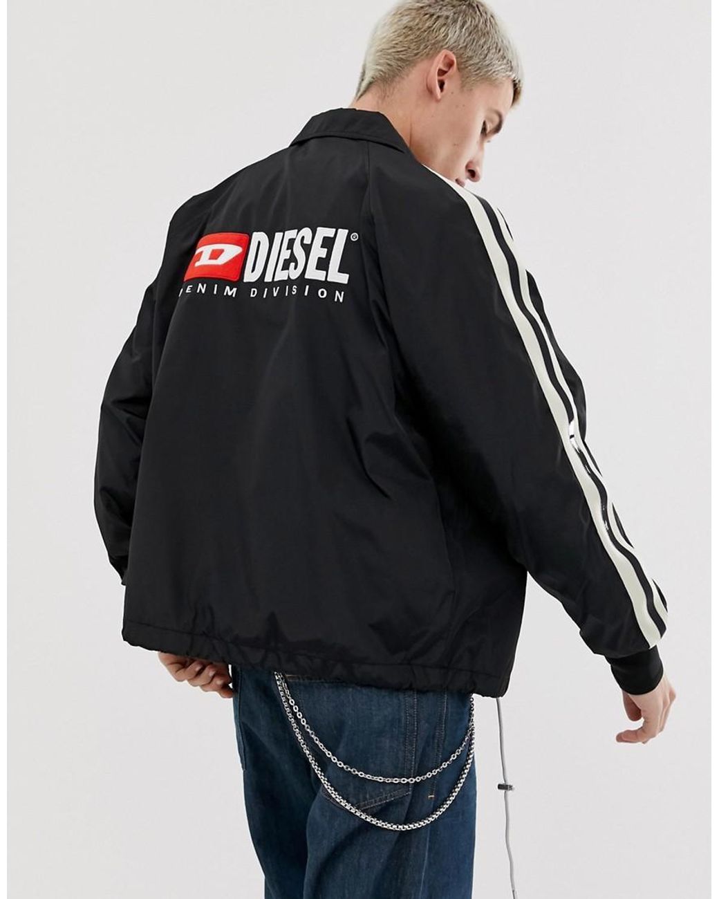 DIESEL J akito Taped Sleeve Logo Jacket In Black for Men Lyst