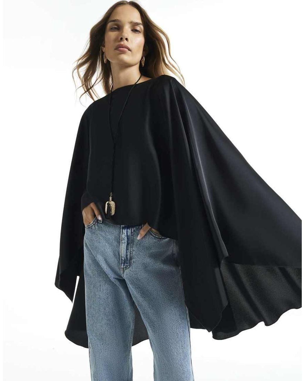 River Island Blue High Low Cape
