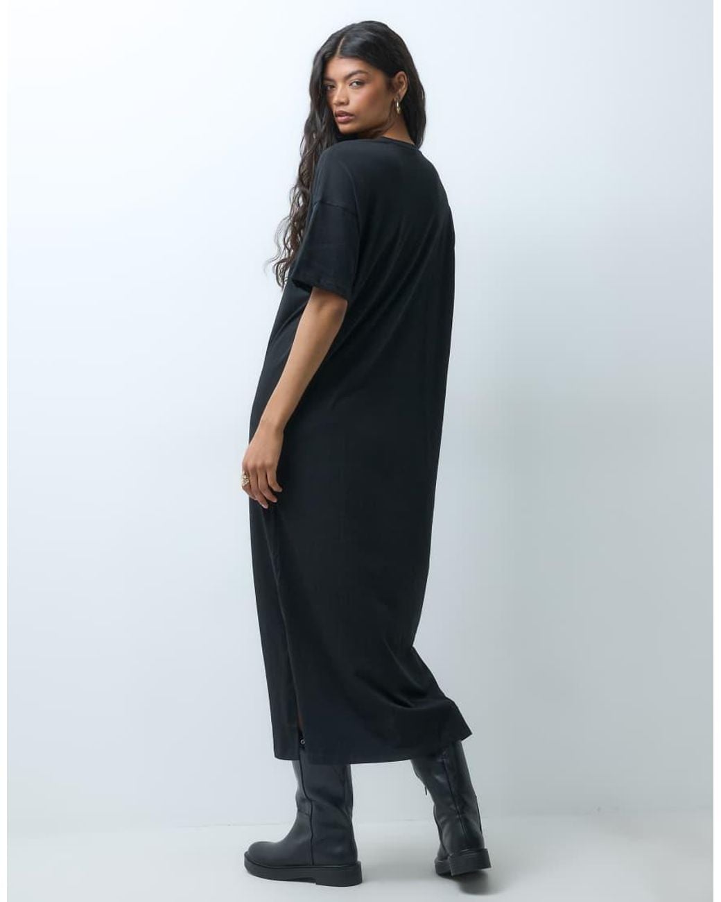 ONLY Black Oversized Maxi T-Shirt Dress