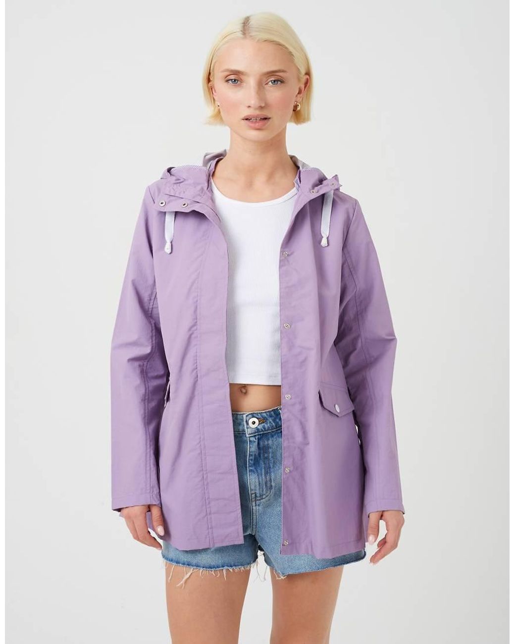 Brave Soul Purple Lightweight Coated Hooded Jacket