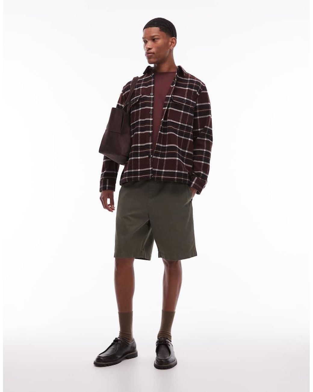 DOUBLE A by WOOD WOOD Red Clay Wool-mix Overshirt for men