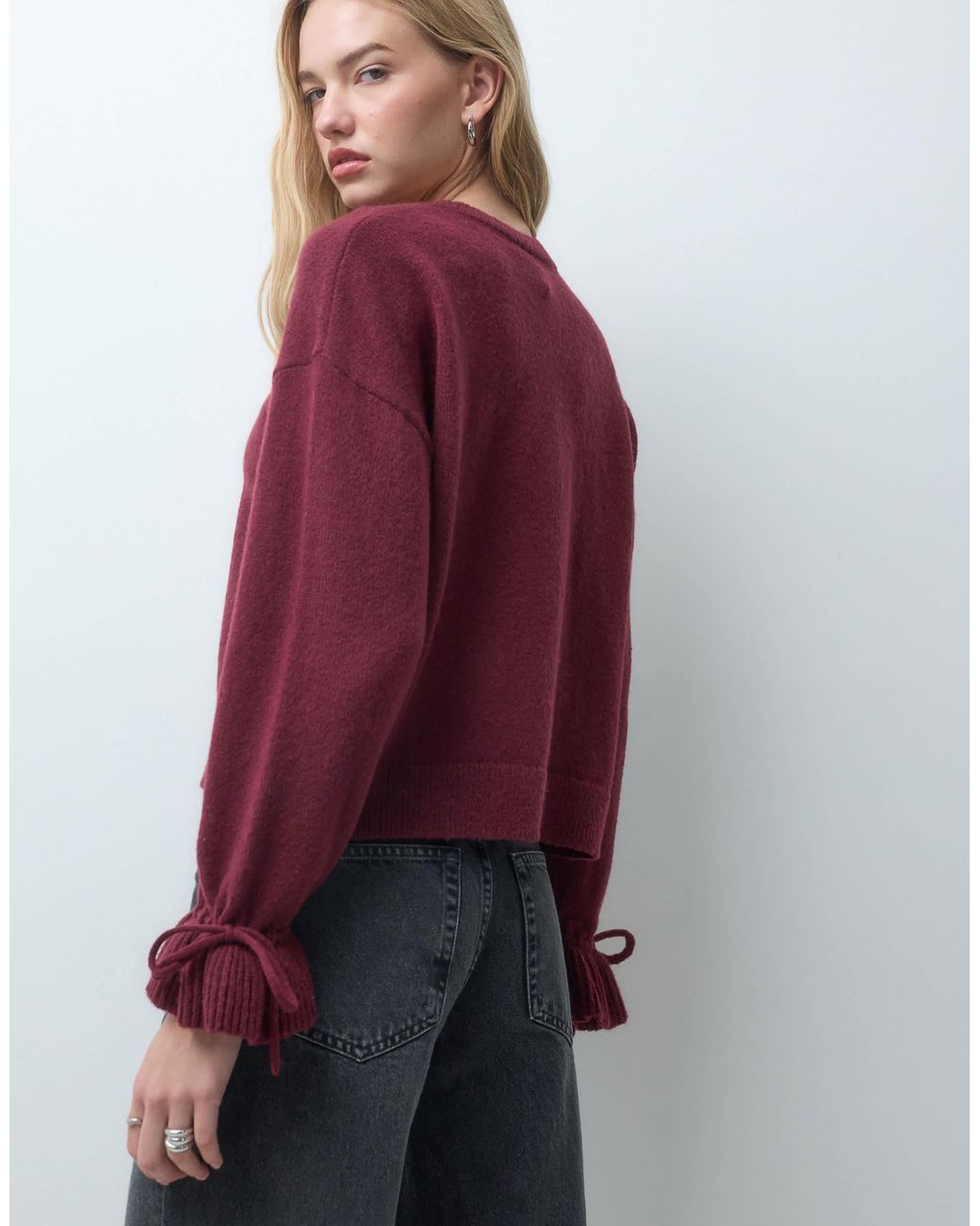 Pull à détail Pieces en coloris Red