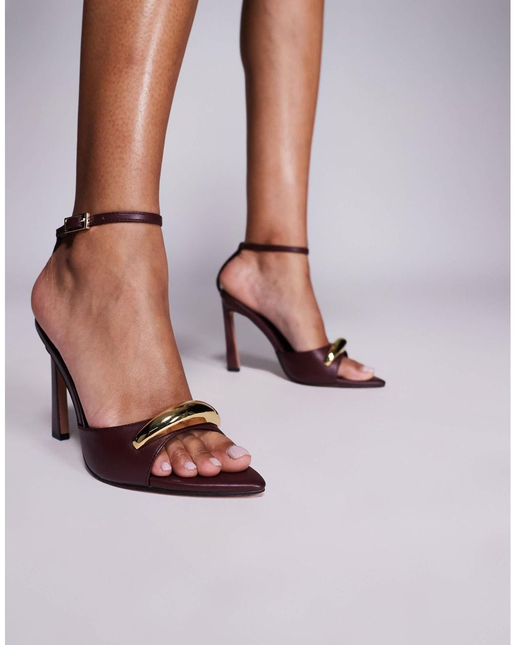 ASOS Pink Napier Trim Detail High Heel Sandals