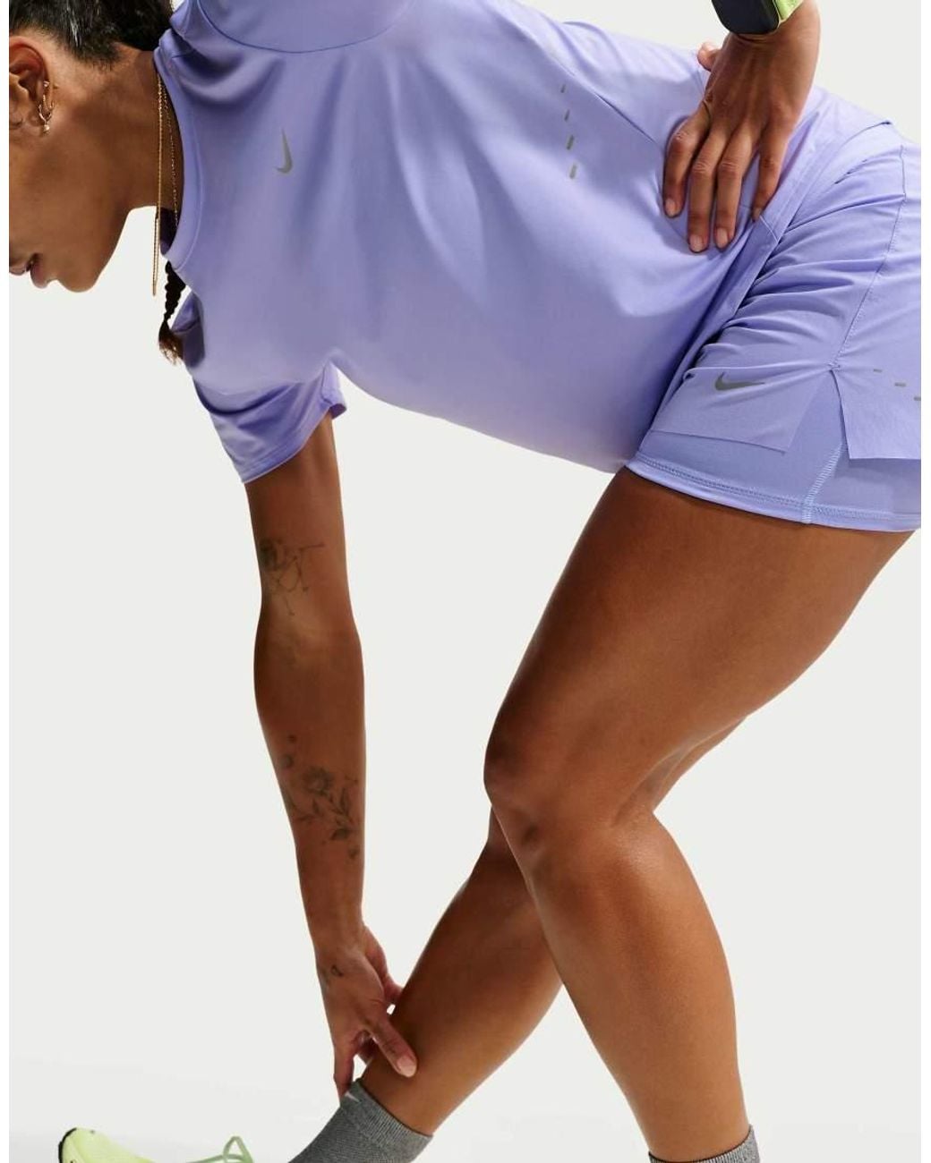 Nike Blue Swift Dri-fit Mid-rise 2-in-1 Shorts