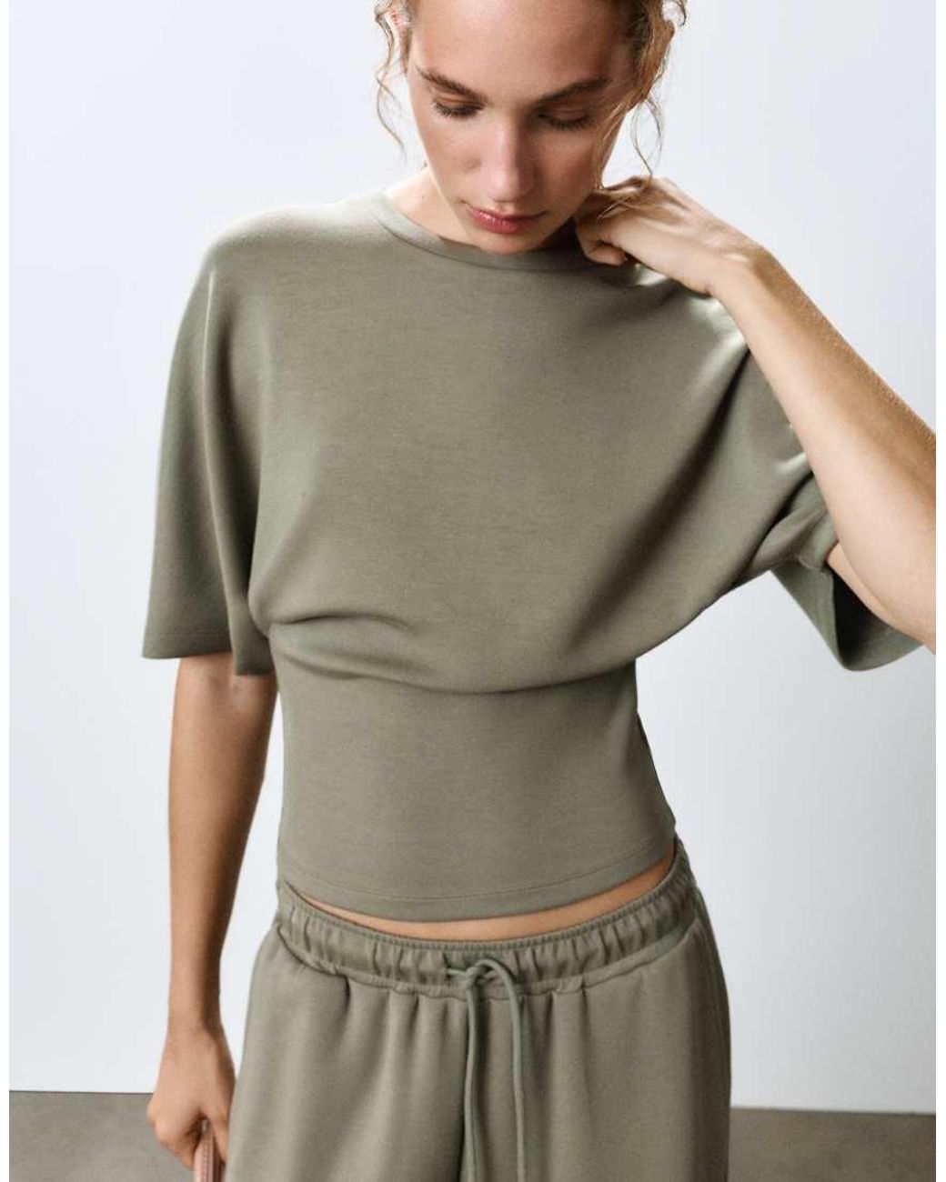 Pull&Bear Green Modal Batwing Sleeve T-shirt