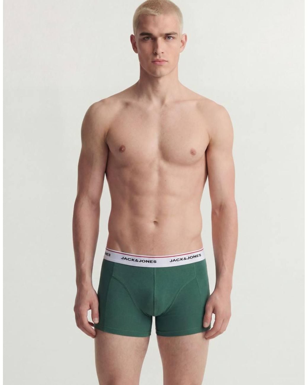 Jack & Jones Green Harrison 5 Pack Jersey Stretch Trunks for men